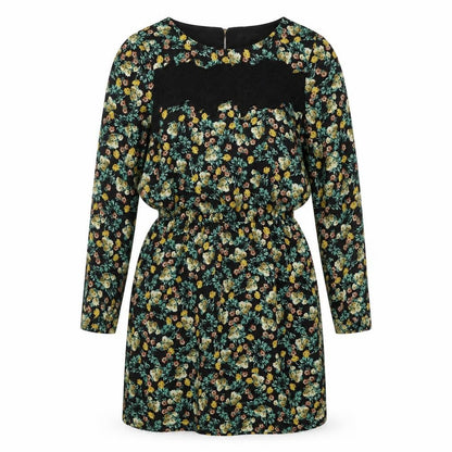 Limited Edition Womens Black Floral Polyester A-Line Size 10 Round Neck Button