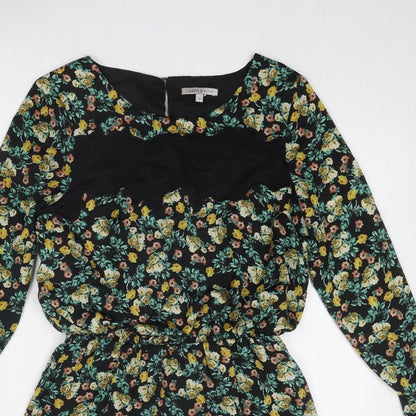 Limited Edition Womens Black Floral Polyester A-Line Size 10 Round Neck Button