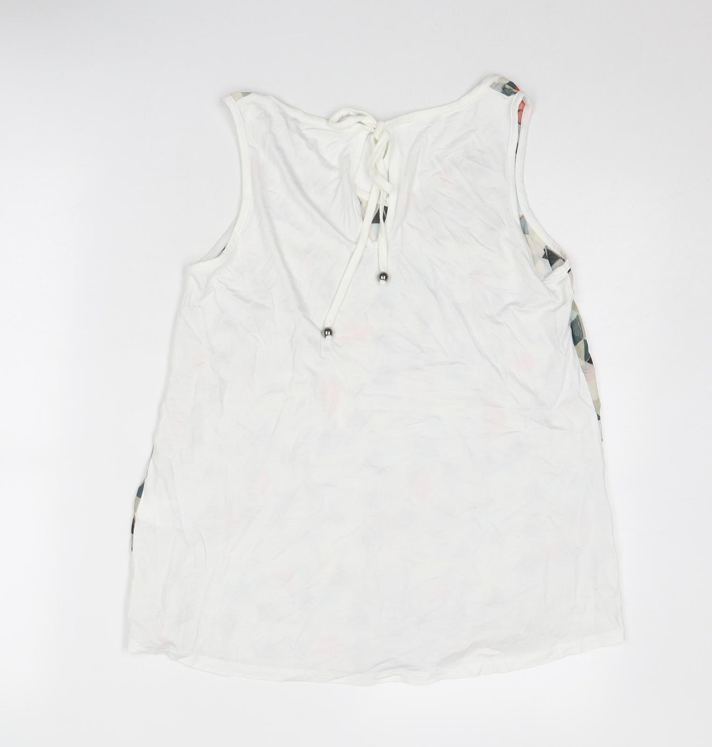 Maloka Womens Multicoloured Geometric Viscose Basic Tank Size 6 V-Neck