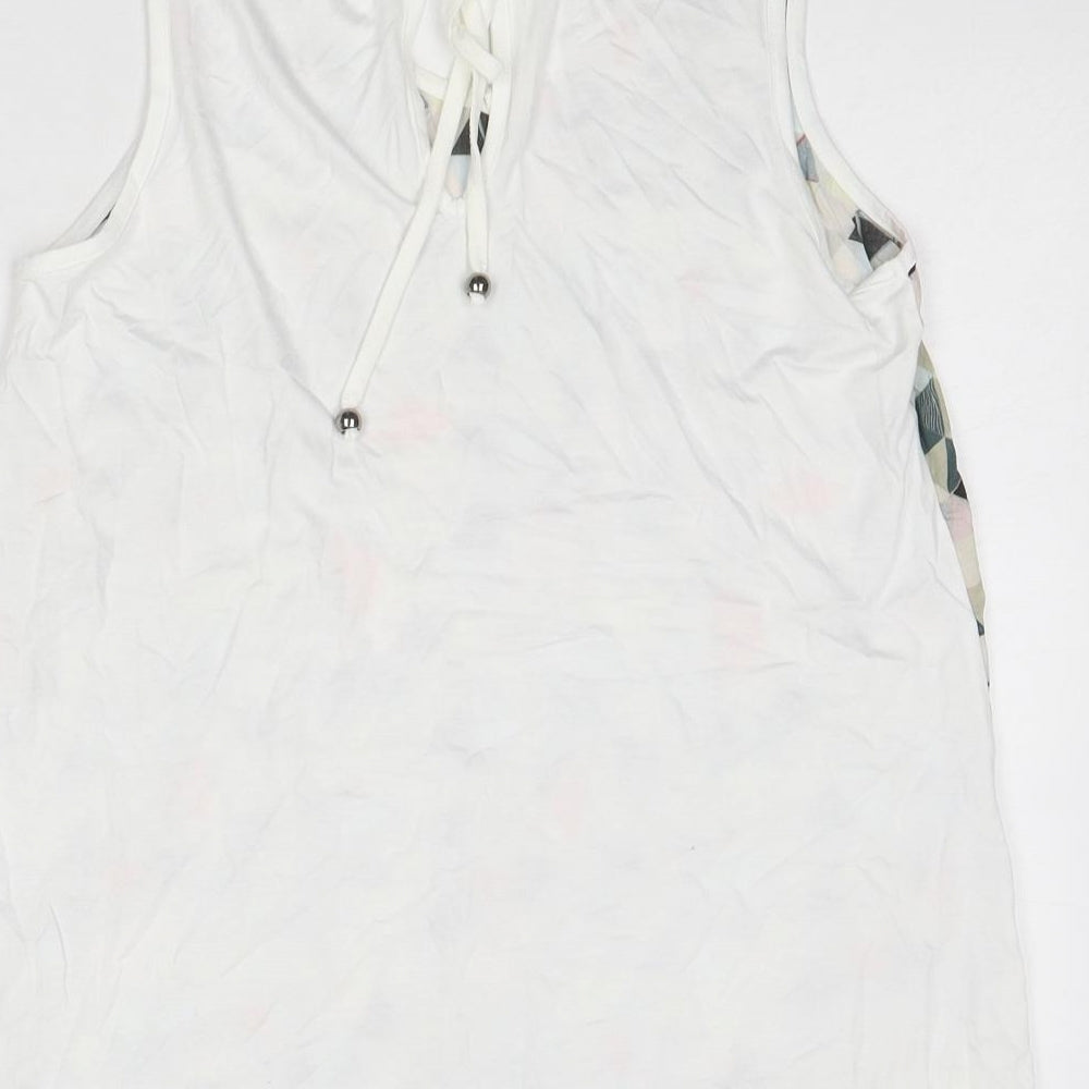 Maloka Womens Multicoloured Geometric Viscose Basic Tank Size 6 V-Neck