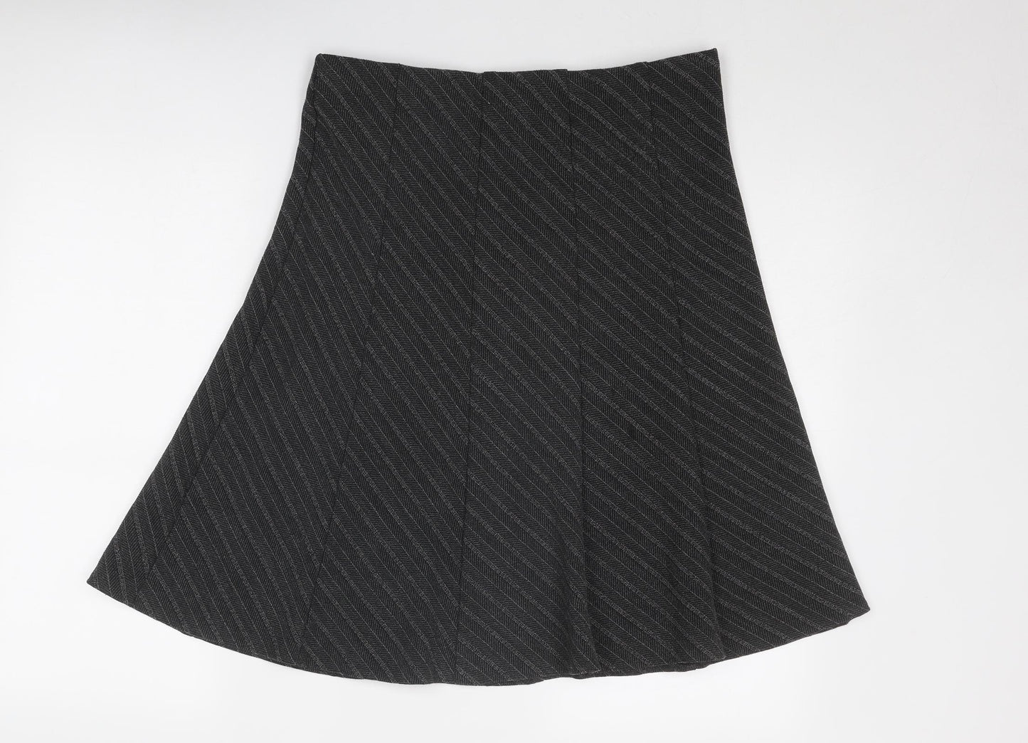 Marks and Spencer Womens Grey Geometric Polyester Swing Skirt Size 12