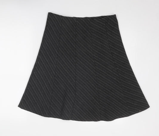 Marks and Spencer Womens Grey Geometric Polyester Swing Skirt Size 12
