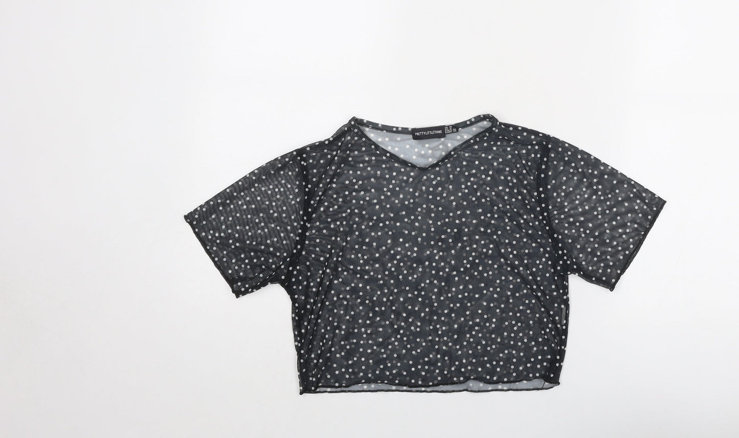 Womens UK Size 10 PRETTYLITTLETHING Black Basic T-Shirt