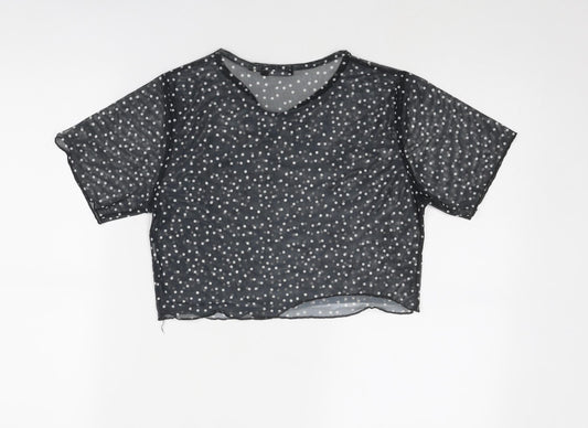 Womens UK Size 10 PRETTYLITTLETHING Black Basic T-Shirt