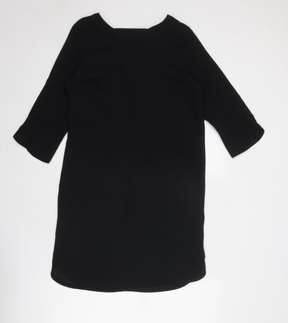 Marks and Spencer Womens Black Polyester A-Line Size 8 Round Neck Zip