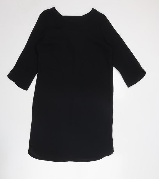 Marks and Spencer Womens Black Polyester A-Line Size 8 Round Neck Zip