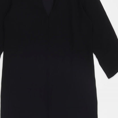 Marks and Spencer Womens Black Polyester A-Line Size 8 Round Neck Zip