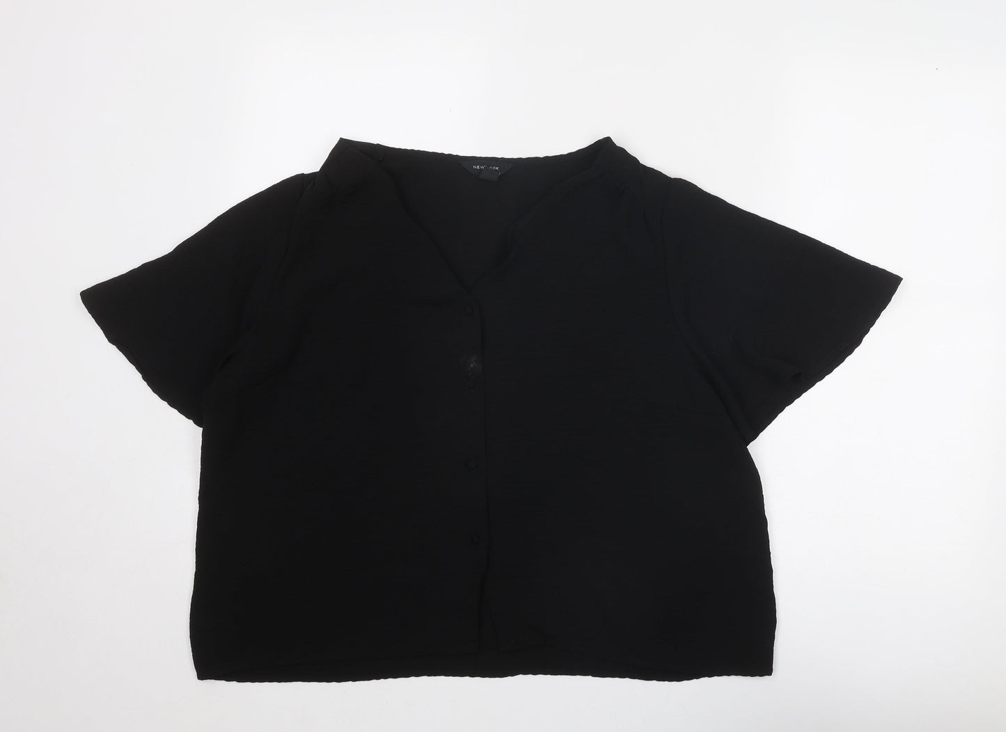 Womens UK Size 18 New Look Black Basic Button-Up