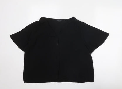 Womens UK Size 18 New Look Black Basic Button-Up