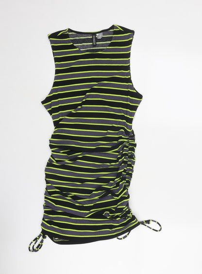 Divided by H&M Womens Black Striped Polyester Tank Dress Size S Round Neck Pullover