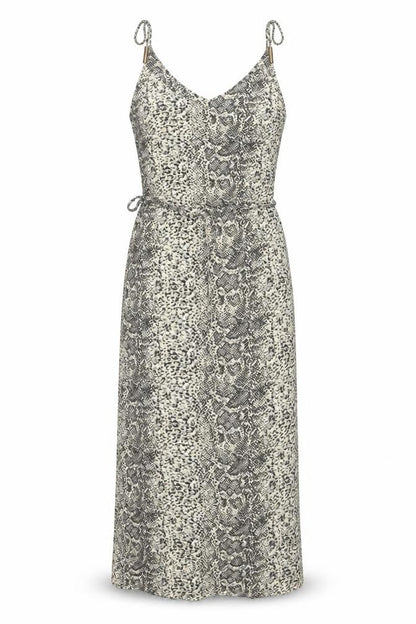 Oasis Womens Beige Animal Print Viscose Slip Dress Size XS V-Neck Pullover - Snakeskin Pattern