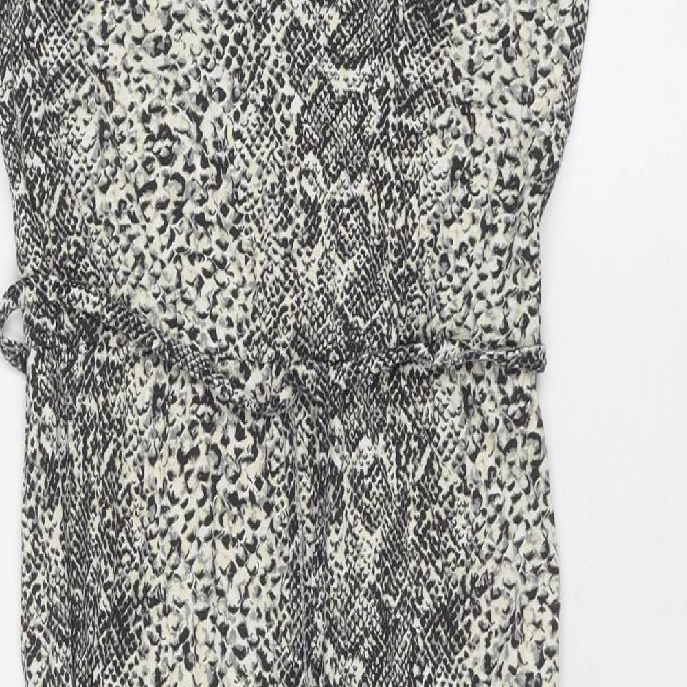 Oasis Womens Beige Animal Print Viscose Slip Dress Size XS V-Neck Pullover - Snakeskin Pattern