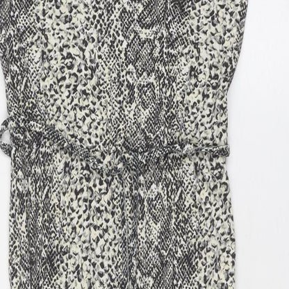 Oasis Womens Beige Animal Print Viscose Slip Dress Size XS V-Neck Pullover - Snakeskin Pattern