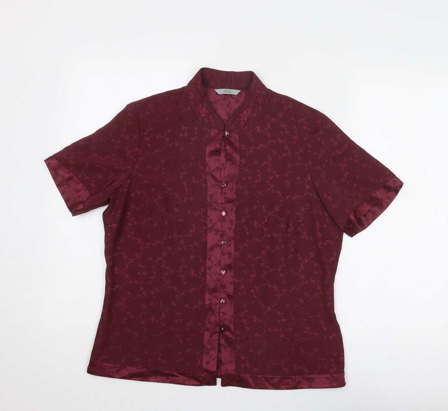 Womens UK Size 12 Marks and Spencer Purple Basic Button-Up