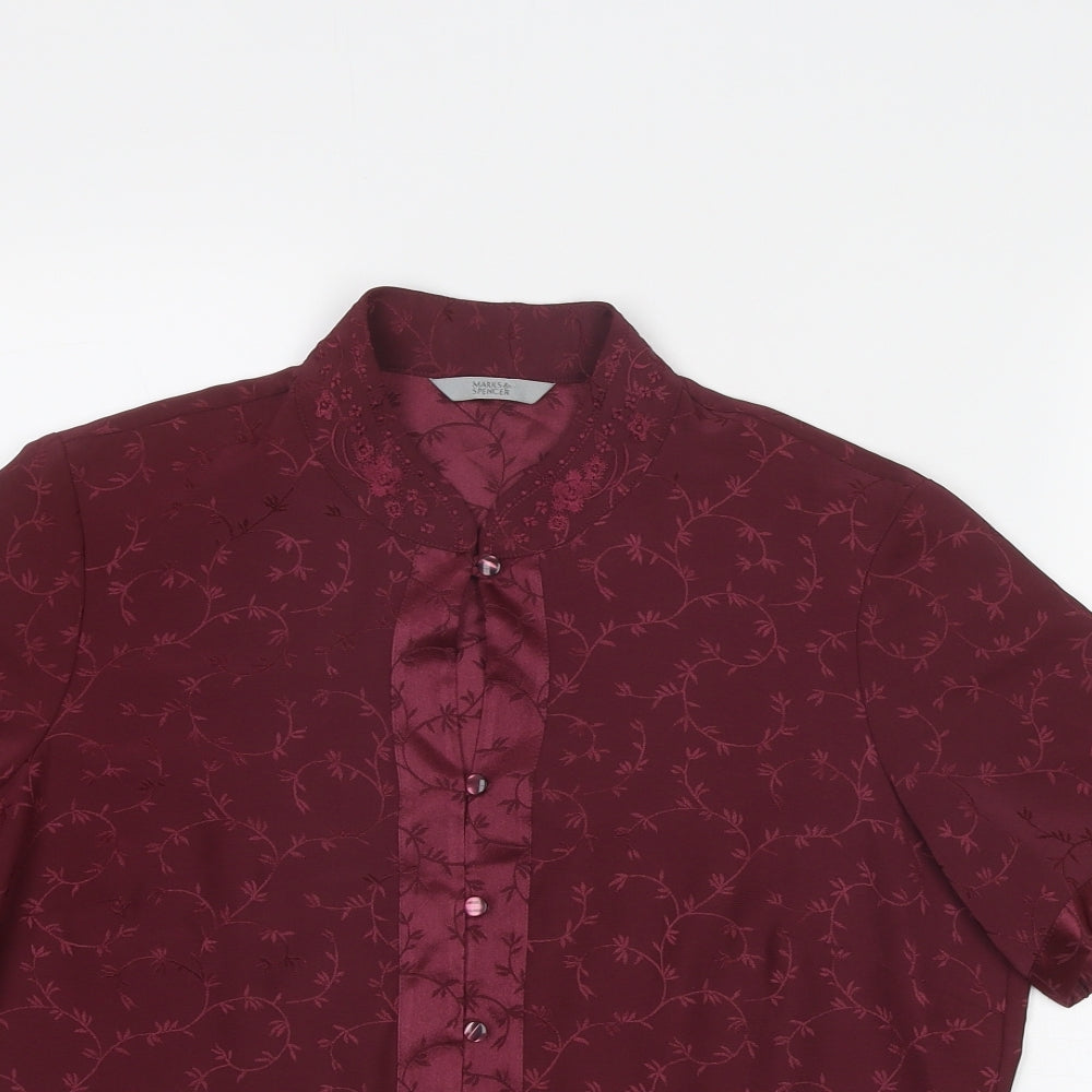 Womens UK Size 12 Marks and Spencer Purple Basic Button-Up