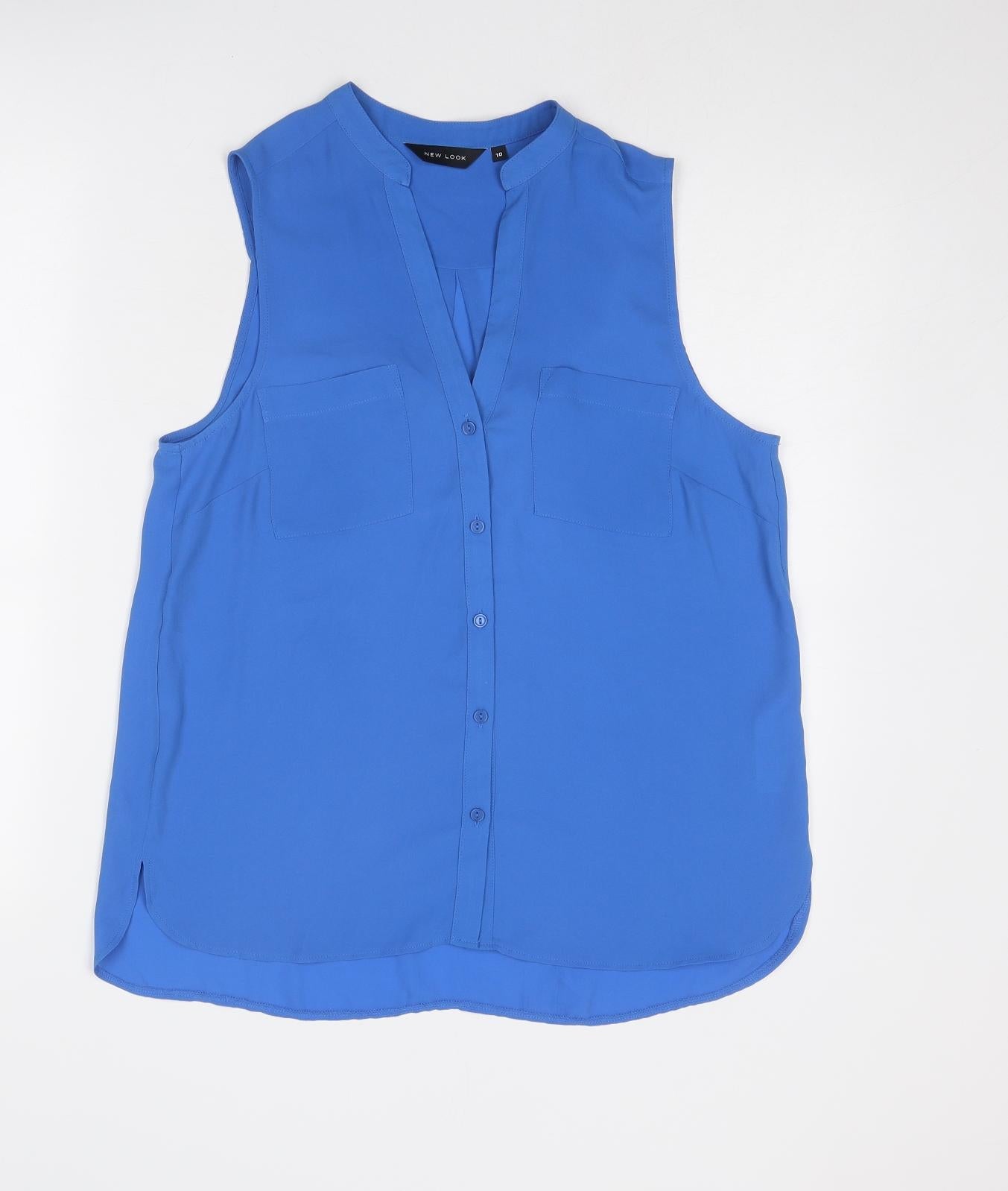 Womens UK Size 10 New Look Blue Basic Button-Up