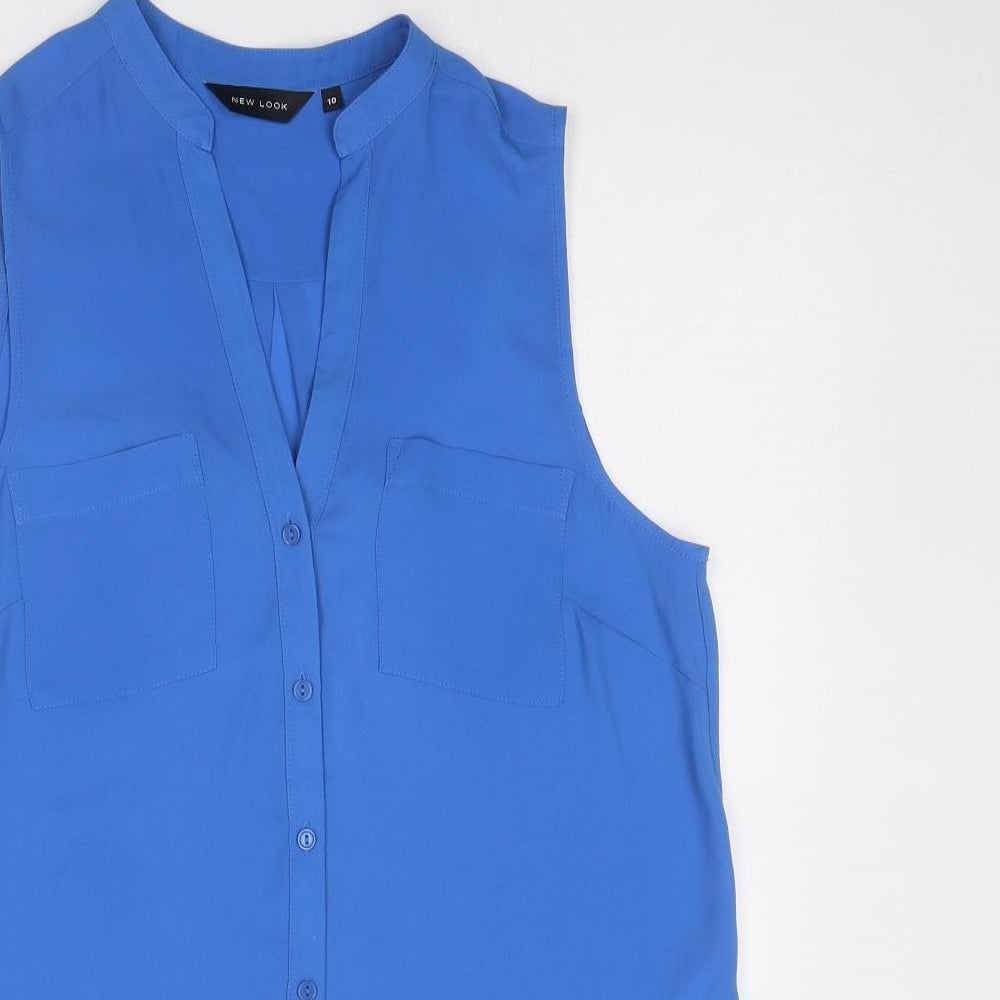 Womens UK Size 10 New Look Blue Basic Button-Up