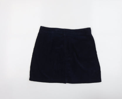 Miss Selfridge Womens Blue Cotton A-Line Skirt Size 10 Button