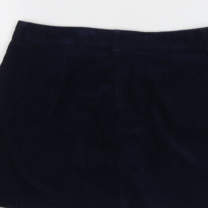 Miss Selfridge Womens Blue Cotton A-Line Skirt Size 10 Button