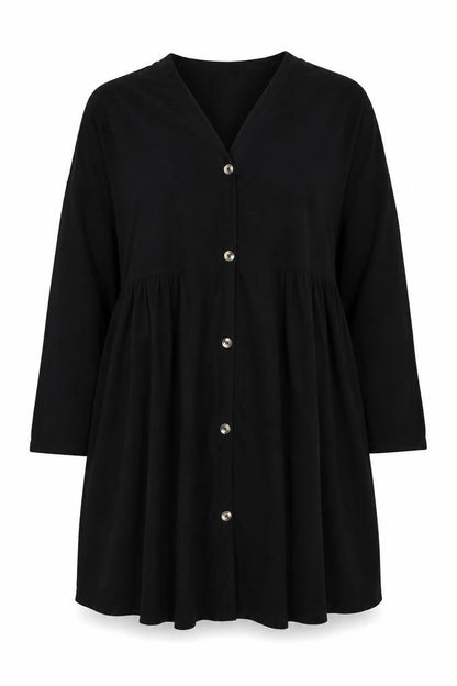 ASOS Womens Black Cotton A-Line Size 10 V-Neck Button