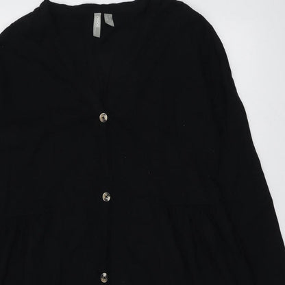 ASOS Womens Black Cotton A-Line Size 10 V-Neck Button