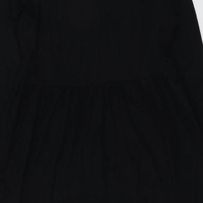 ASOS Womens Black Cotton A-Line Size 10 V-Neck Button