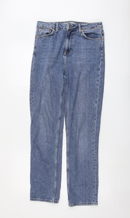 Topshop Womens Blue Cotton Straight Jeans Size 28 in L29 in Regular Button