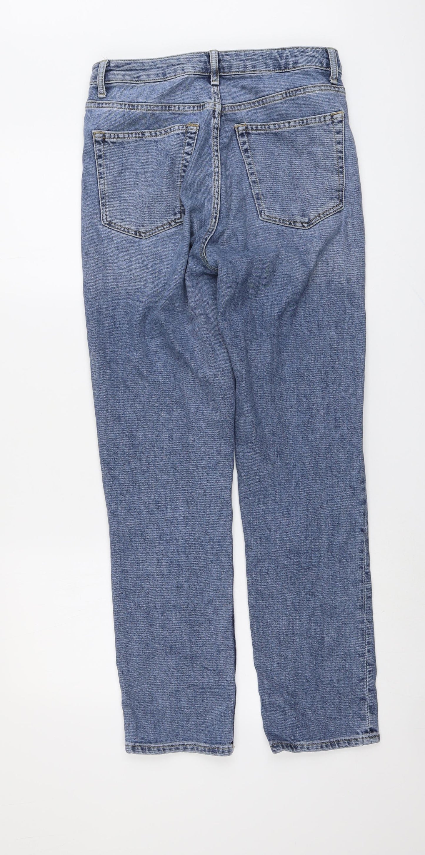 Topshop Womens Blue Cotton Straight Jeans Size 28 in L29 in Regular Button