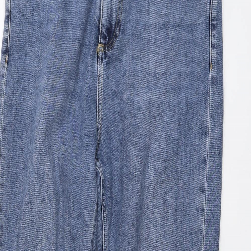 Topshop Womens Blue Cotton Straight Jeans Size 28 in L29 in Regular Button