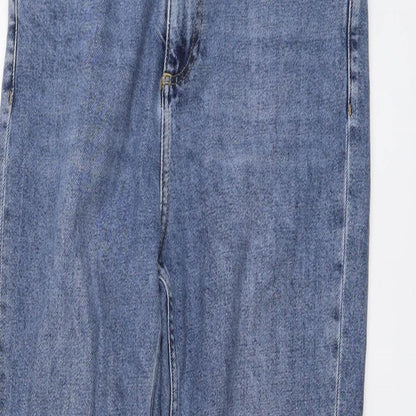 Topshop Womens Blue Cotton Straight Jeans Size 28 in L29 in Regular Button