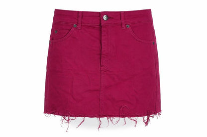 Topshop Womens Purple Cotton Mini Skirt Size 6 Button