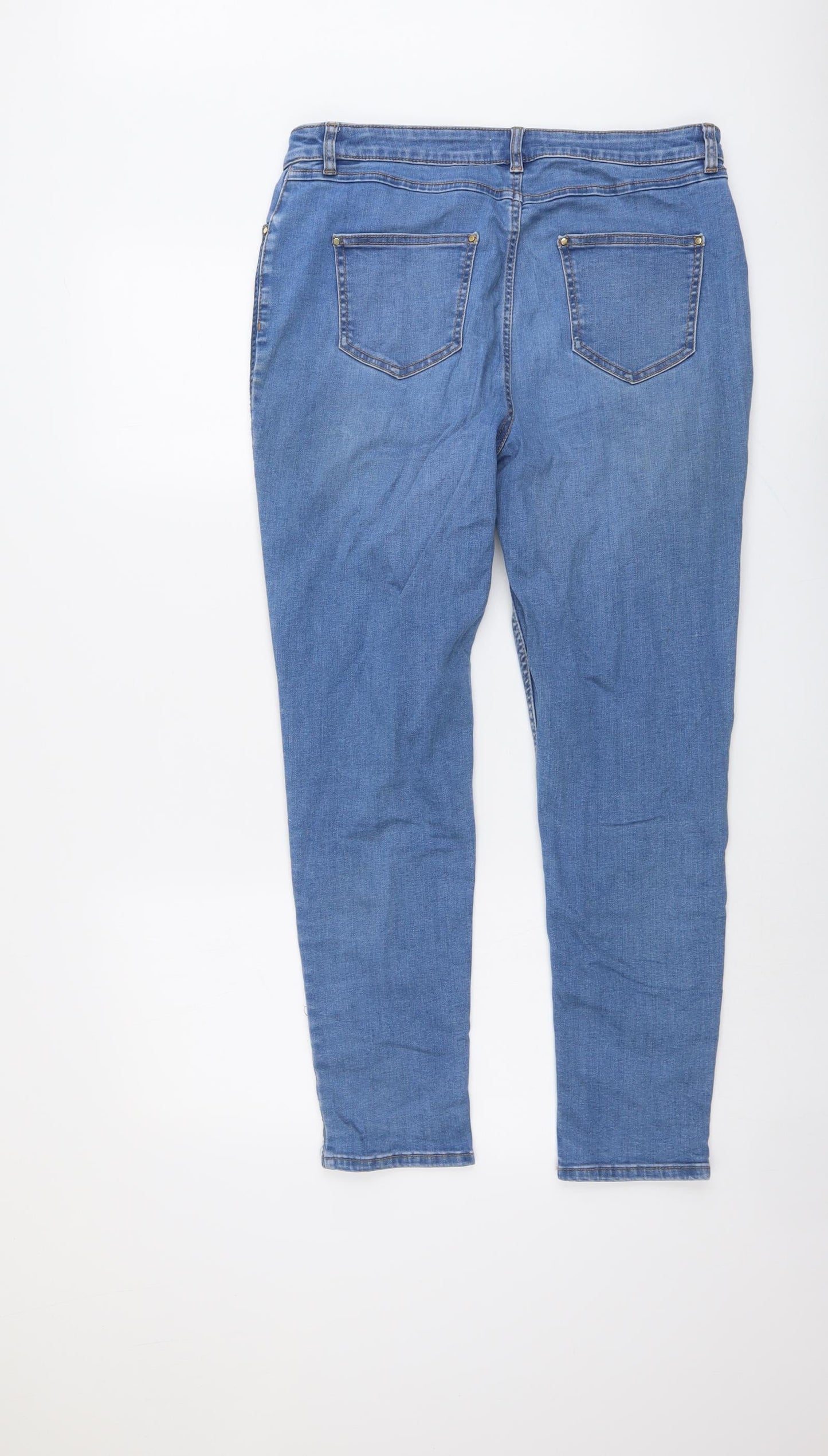 Per Una Womens Blue Cotton Skinny Jeans Size 14 L27 in Regular Button