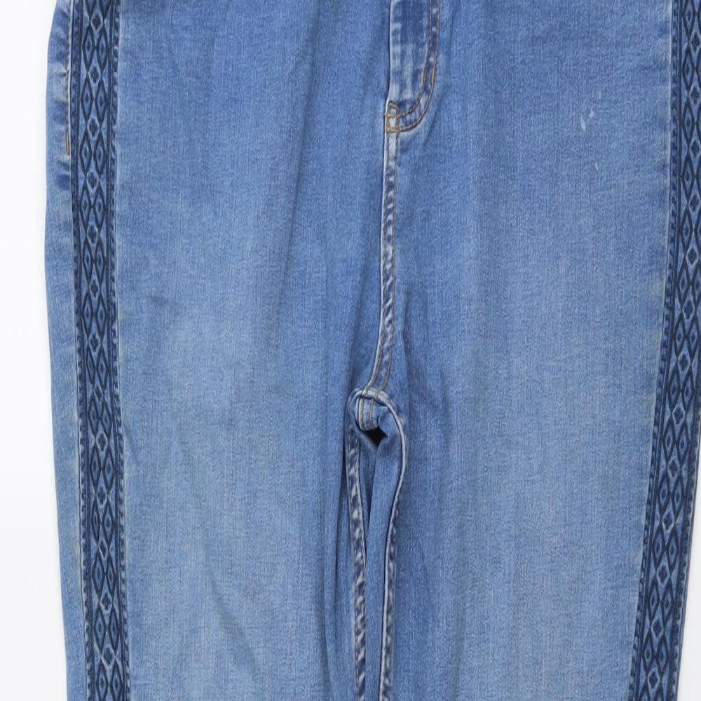 Per Una Womens Blue Cotton Skinny Jeans Size 14 L27 in Regular Button