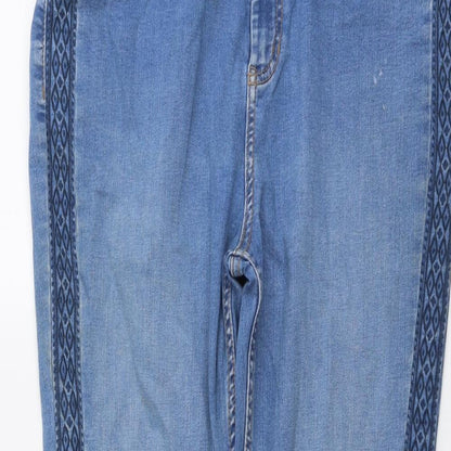 Per Una Womens Blue Cotton Skinny Jeans Size 14 L27 in Regular Button