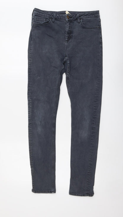 Topshop Womens Blue Cotton Skinny Jeans Size 28 in L31 in Regular Button
