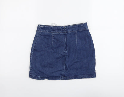 FOREVER 21 Womens Blue Cotton Mini Skirt Size S Zip