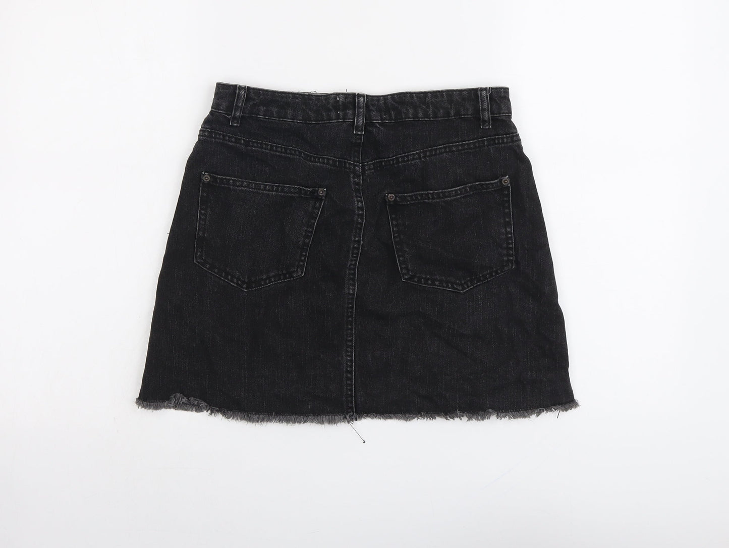 Miss Selfridge Womens Grey Cotton A-Line Skirt Size 10 Button