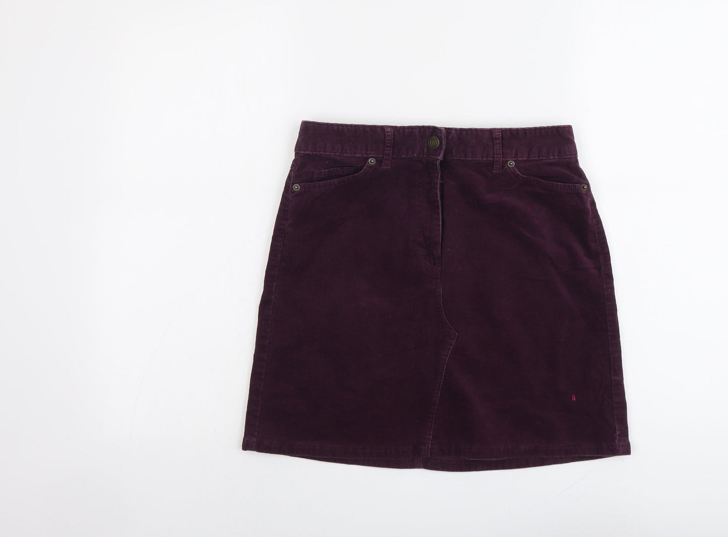 Marks and Spencer Womens Purple Cotton A-Line Skirt Size 8 Button