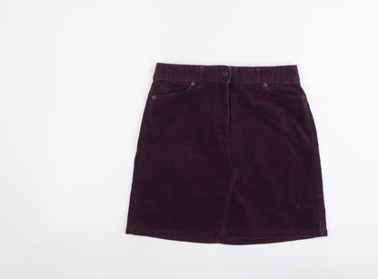 Marks and Spencer Womens Purple Cotton A-Line Skirt Size 8 Button