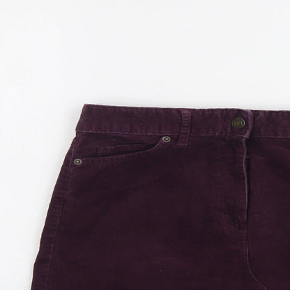 Marks and Spencer Womens Purple Cotton A-Line Skirt Size 8 Button