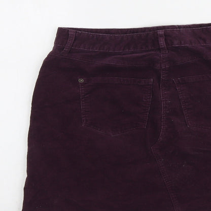 Marks and Spencer Womens Purple Cotton A-Line Skirt Size 8 Button