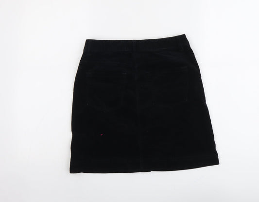 Marks and Spencer Womens Black Cotton A-Line Skirt Size 8 Button