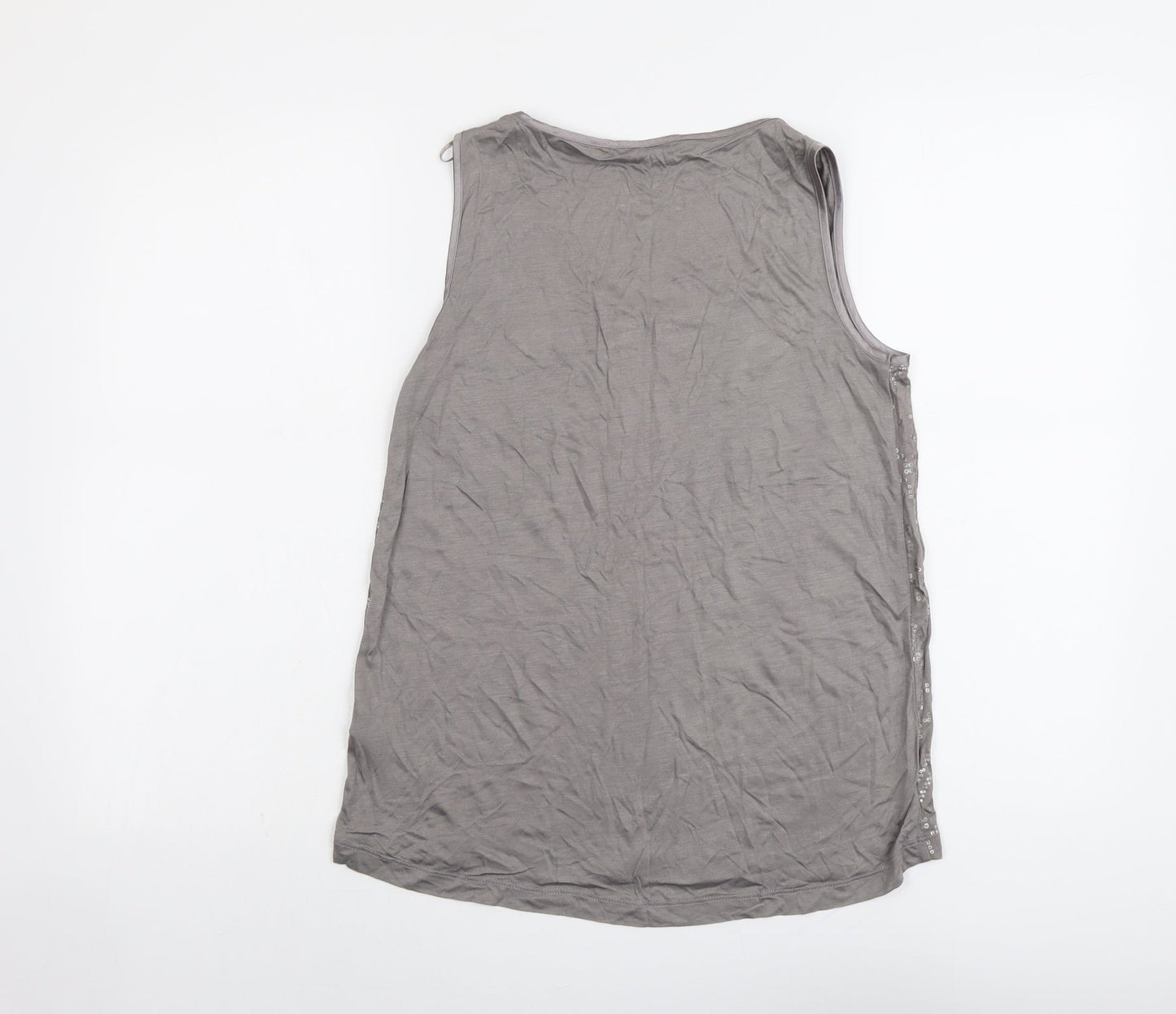 Autograph Womens Grey Geometric Viscose Basic Tank Size 10 Scoop Neck