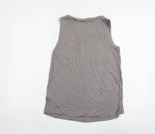 Autograph Womens Grey Geometric Viscose Basic Tank Size 10 Scoop Neck