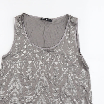 Autograph Womens Grey Geometric Viscose Basic Tank Size 10 Scoop Neck