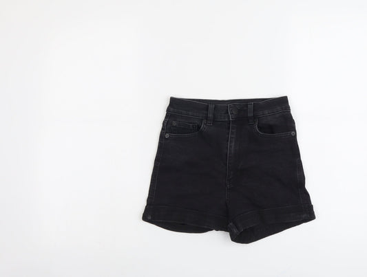 Monki Womens Black Cotton Hot Pants Shorts Size 24 in L3 in Regular Button