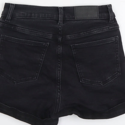 Monki Womens Black Cotton Hot Pants Shorts Size 24 in L3 in Regular Button