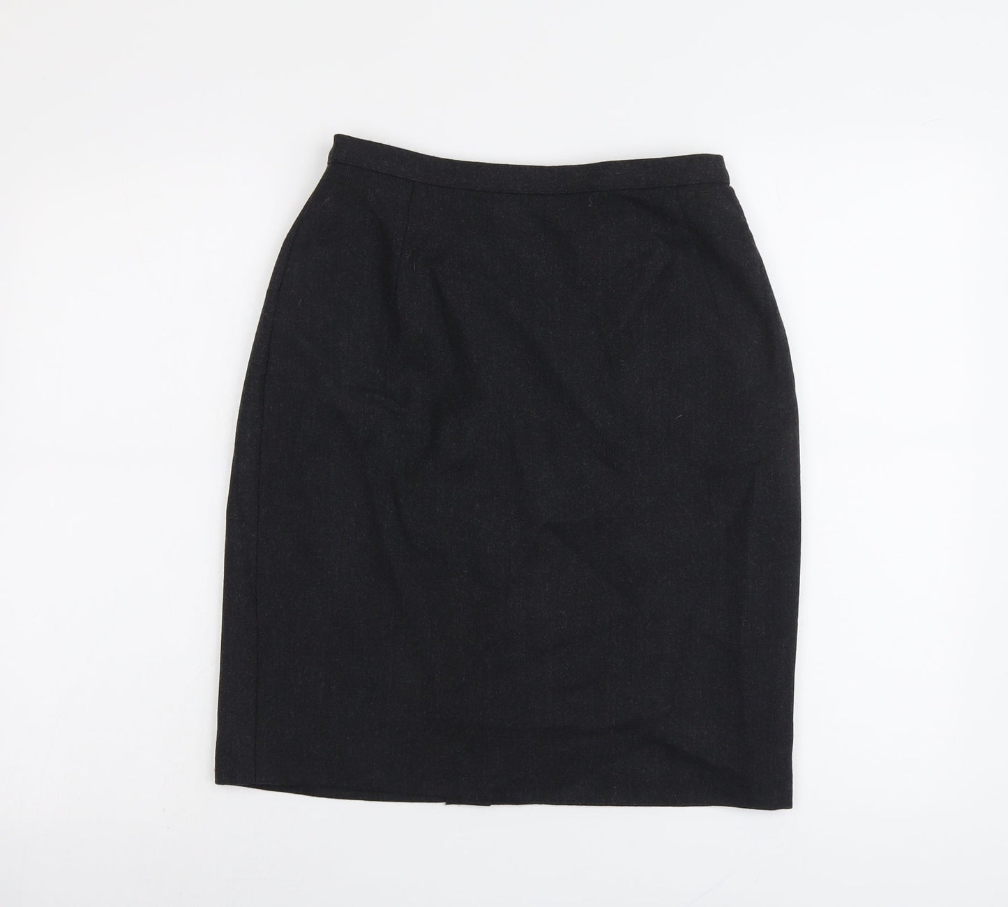 Marks and Spencer Womens Grey Wool A-Line Skirt Size 12 Zip