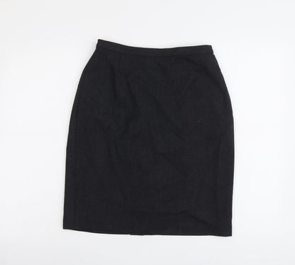 Marks and Spencer Womens Grey Wool A-Line Skirt Size 12 Zip
