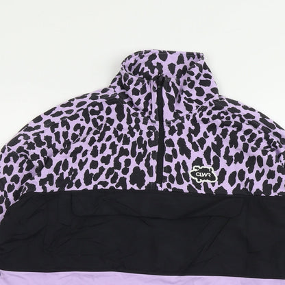 Colourwear Womens Purple Animal Print Cotton Pullover Sweatshirt Size S Zip - Leopard Pattern